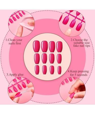 720 PCS Medium Square Press-On Nails - Ballerina Coffin Style Glossy Solid Color Artificial Nails for Women & Girls DIY Full Cover False Nail Kits - Buy Online on GoSupps.com