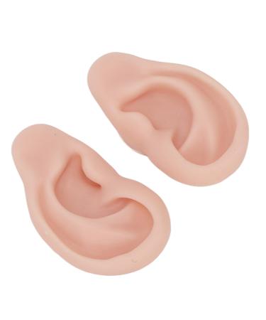 Artificial ear model 1 pair of reusable flexible realistic exercise experience-silicone-human ear model for ear ring display (medium skin color)