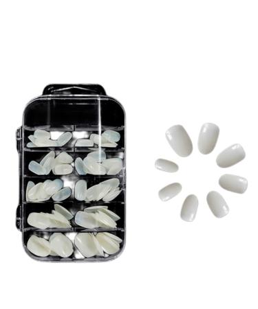 Transparent Natural Ultra-Thin Plastic Box Armor Pieces Various Optional Fake Nail Patches for Nail Enhancement-(Short Ellipse) Natural Color