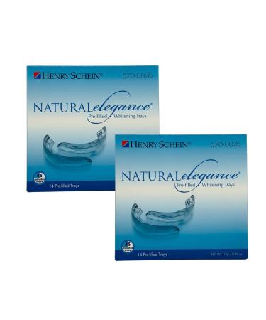 Natural Elegance Mint Flavored at Home Teeth Whitening Prefilled Trays 7 Upper & 7 Lower for 7 Days of Bleaching Dramatic Professional Whitener Reduced Sensitivity  Compare to Opalescence Go (2 Kits)