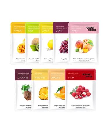 Face masks set 9 pieces of fruit mask skin care facial cloth masks fruit eggxtract mask moisturizing face mask skin repair mask.