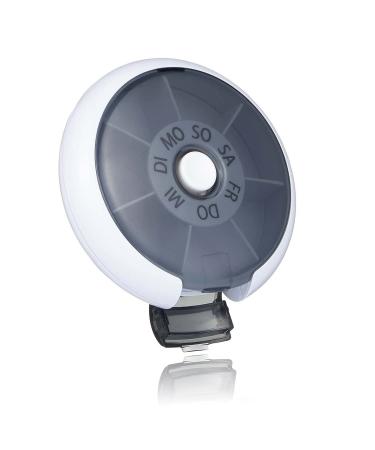 Kafeiya Pill dose portable 7 days of pill box round pill box medication box Small tablet dispenser rotating pill box storage black