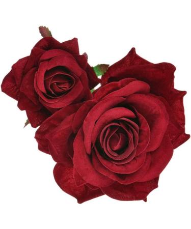 SOLUSTRE Flower Hairpin Rose Hair Clip Elegant Flower Bobby Pin Women Rose Flower Hair Accessories for Ladies Girls Valentines Day Decoration Wine Red - Buy Online on GoSupps.com