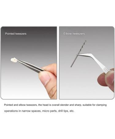 Voragrl 4-Piece Set of Stainless Steel Combination Tweezers Elbow Tip Labor-Saving Pliers -Reverse Flat-Mouth Stamp Clips - Buy Online on GoSupps.com
