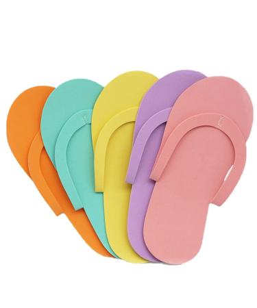Nessbabus 6 Pairs Pedicure Slippers Disposable Flip Flops Disposable Foam Pedicure Slippers for Salon Nail Foot Spa Random Color