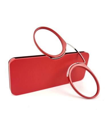 Unisex Reading Glasses Compact Vision Aid Mini Nose Clip Non-Slip Reading Glasses - Always at Hand (Red +1.5) Red +1.5