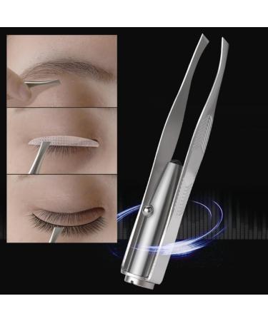 Eyebrow Hair Removal LED Eyebrow Tweezer Portable Stainless Steel Eyebrow Clip with Light Makeup Tools - Buy Online on GoSupps.com
