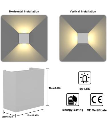 2PCs LED Wall Lights - 6W 3000K Warm White IP65 Waterproof Indoor/Outdoor Modern Lamps for Hallway Living Room Balcony Stairs | Shop Now! - Buy Online on GoSupps.com