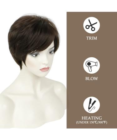 Buy Phocas Short Brown Pixie Cut Wig for Women | Stylish Layered Chocolate Brown Synthetic Hair Wig - Buy Online on GoSupps.com