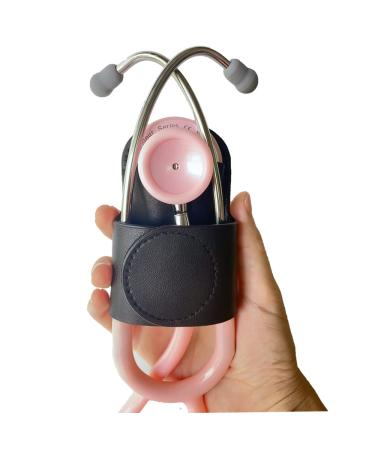Premium Leather Stethoscope Holder - Clip-on Holster for Littmann & Universal Stethoscopes - Durable Black Design - Buy Online on GoSupps.com