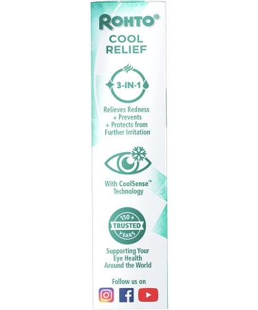 Rohto Cool Redness Relief Eye Drops 0.4 Fl Oz - Fast Relief for Red Irritated Eyes | Buy Online - International Shipping Available - Buy Online on GoSupps.com
