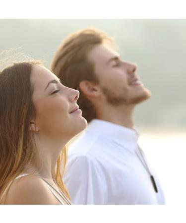 2Pcs Aucuu Mindful Breathing Necklaces for Stress & Anxiety Relief - Black & Silver | Meditation Jewelry for Men & Women - Buy Online on GoSupps.com