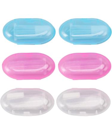 Baby Finger Toothbrush Set - Silicone & BPA-Free 6 Pieces in White Blue & Pink | Toddler Tooth Training with Storage Box - Buy Online on GoSupps.com