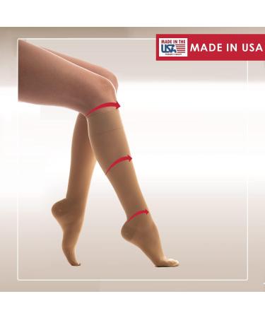 Medicella Premier Closed Toe Knee High Compression Socks for Women - 15-20 mmHg Medical Quality Support for Circulation & Travel | X-Large Beige - Made in USA - Buy Online on GoSupps.com