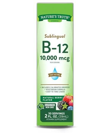 Nature's Truth Sublingual Vitamin B-12 10 000 Mcg Fast Acting Liquid Natural Berry Flavor 2 Fluid Ounce (Pack of 1) - Buy Online on GoSupps.com