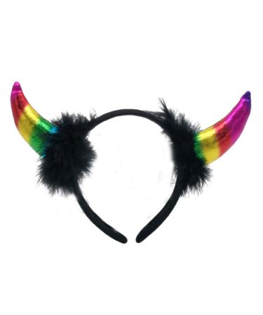 amangul Glitter Horn Headband Devil Horns Headband Halloween Horns Headband Cosplay Fancy Dress Photo Props Hair Accessory(Color Light Cloth Bl)