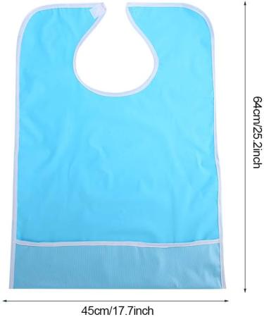 Eating Bib Clothes Protector Comfortable 2 Colors Optional Portable Waterproof Home Care Elderly Eat out for Older Adult(Light Blue) - Buy Online on GoSupps.com