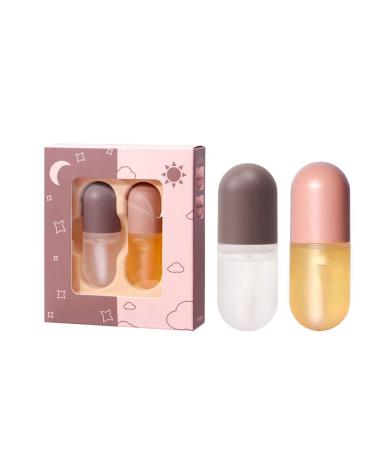 2 Pcs Day & Night Lip Plumper Set - Natural Lip Plumping Treatment for Beautiful Fuller Lips - Hydrating Serum to Reduce Fine Lines - Buy Online on GoSupps.com