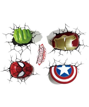 Superhero Spiderman Hulk Shield 3D Wall Stickers - Bedroom & Living Room Wall Decor - Buy Online on GoSupps.com
