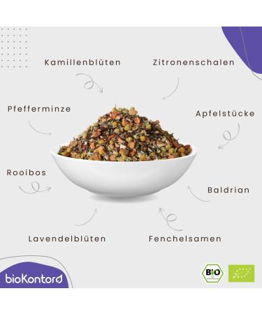 Evening Tea ORGANIC 70g - Tasty Herbal Tea with Valerian & Lavender for Relaxation | Inner Peace - bioKontor - Buy Online on GoSupps.com