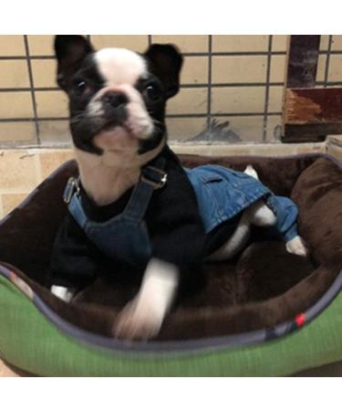 Dog Denim Jumpsuit Costume for Yorkie Bulldog | Cat Pet Jean Overalls Clothes | Size M (Blue) - Buy Online on GoSupps.com