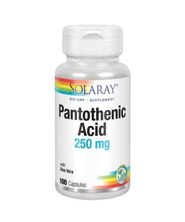 SOLARAY Pantothenic Acid 250mg | Vitamin B5 | Energy Metabolism, Hair, Skin, Nails & Digestive Support, 100ct, 100 Serv. (Pack of 3)