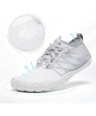 HIITAVE Water Shoes - Non Slip Aqua Shoes for Men and Women - Quick Dry & Lightweight - Beach, River, Swim, Pool - Gradient Color - Size 6.5 Women/5 Men - White/Gray - Buy Online on GoSupps.com