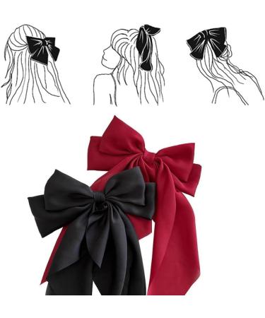 Big Bow Barrettes BetterJonny 6Pcs Silky Satin Bows Barrettes Hair Clip with Long Silky Bows Hair Clips for Girls Women Adult Teens Hair Accessories  - Buy Online on GoSupps.com