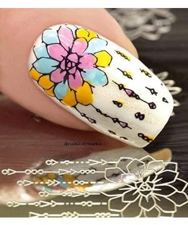 KADS Nail Stamping Plate FL028 - Flower Nature DIY Manicure Stencil Tool - Buy Online on GoSupps.com