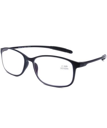 DOOViC Blue Light Filter Computer Reading Glasses for Unisex TR259-C (9 Colors) Matte Black 1.25 x