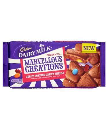 Cadbury Dairy Milk Marvellous Creations Jelly Popping Candy Bar 180g (2 Pack)