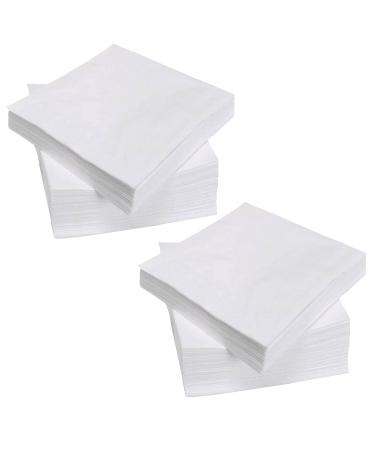 200 Count 2 Ply White Beverage Napkins Disposable Four Fold Cocktails Paper Napkins 9.8" X 9.8 " unfolded for Party and Every Day Use
