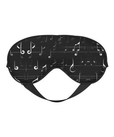 Black Music Notes Print Double-Sided Eye Mask Soft and Light Blocking for Enhancing Sleep Quality