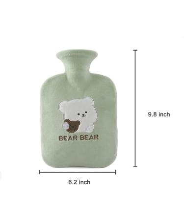 1L Cartoon Hot Water Bottle with Soft Cover for Neck & Shoulder Pain Relief - Hot & Cold Therapy Pack for Kids & Women - Green - Buy Online on GoSupps.com