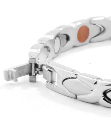 Shop Haqi Women's Magnetic Therapy Bracelet - Titanium Magnetic Jewelry X-Shaped Connection Silver 7.2 Inch - Powerful 5-Element Design for Enhanced Wellbeing - Buy Online on GoSupps.com