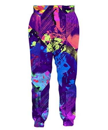 80s Outfit for Women 3D Joggers Pants Funny Graphic Sweatpants Unisex Casual Mens Sweatpants Sport Track Pants Baggy A Colorful Geometric X-Large