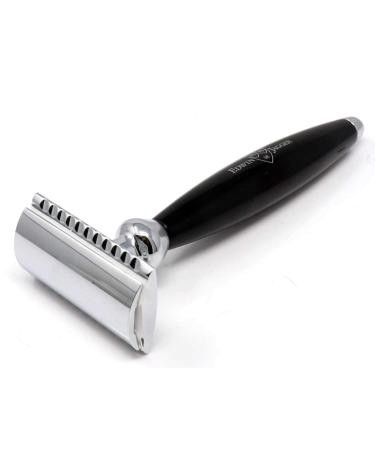 Edwin Jagger Bulbous DE Razor - Premium Black Safety & Double Edge Wet Shaving Razor for Men - Buy Online on GoSupps.com