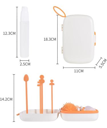 Bebamour Travel Baby Bottle Brush Set - Portable Silicone Cleaner Brush, Straw Brush, Soap Dispenser, Drying Rack - Beige - Buy Online on GoSupps.com
