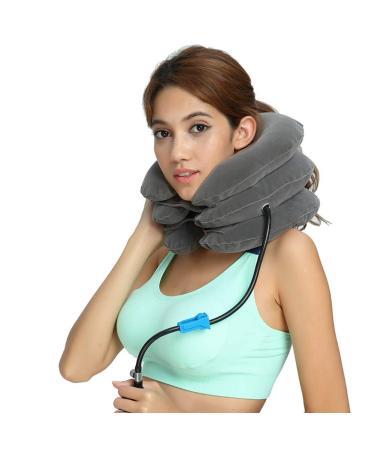 RUNZI Inflatable Cervical Neck Traction Device for Chronic Pain Relief - Grey - Buy Online on GoSupps.com