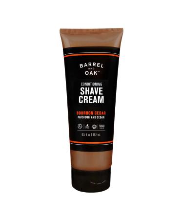 Barrel and Oak - Conditioning Shave Cream, Men's Shaving Cream, Moisturizing Shave Cream, Caffeine & Antioxidant-Rich, Helps Prevent Nicks, Bumps, Redness, & Dry Skin, Vegan (Bourbon Cedar, 6.5 oz)