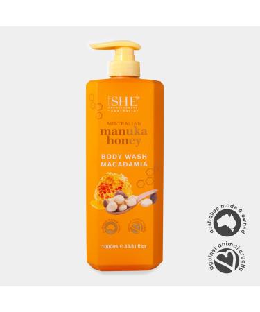 Om She Aromatherapy Manuka Honey Body Wash with Macadamia 33.81fl oz - Nourishing and Soothing Organic Aloe Vera Australian Manuka Honey Gentle Low Foam formula. Australian Made. - Buy Online on GoSupps.com