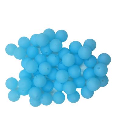 50pcs Transparent Blue Color Silicone Round Beads Sensory 15mm Silicone Pearl Bead Bulk Mom Necklace DIY Jewelry Making Decoration