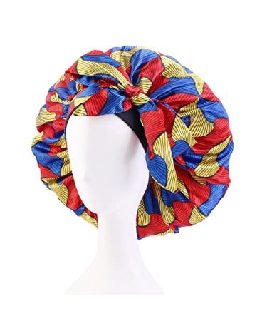 4PCS Silky Satin African Print Turban Head Wrap Scarf Set for Women - Hair Loss Cap Bonnet Hat with Long Tail Design - Buy Online on GoSupps.com