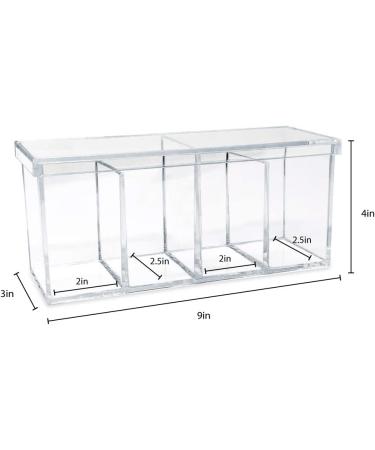 Isaac Jacobs 4-Compartment Clear Acrylic Organizer with Lid (9â L x 3â W x 4â H)  Makeup Brush Holder  Sectional Tray  Storage Solution for Makeup  Crafts  Office Supplies & More (1  Clear) - Buy Online on GoSupps.com