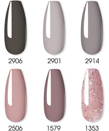 ROASLIND Gel Nail Polish Set 6 Colours 7ml Black Grey Glitter Pink Gel Polish Kit UV LED Soak Off Vanish DIY Manicure Nail Art Gift set4 - Buy Online on GoSupps.com