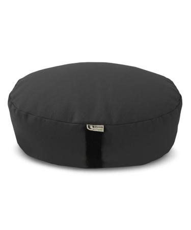 Bean Products Zafu Meditation Cushion - Round & XL Oval - Handcrafted in The USA with Organic Materials - Removable Cover for Easy Cleaning - Filled with 100% Organic Buckwheat Black - 10oz Cotton Canvas Oval XL - 14" x 18"