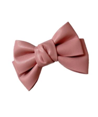 Wambere Hair Bows Clip Hair Clips Girls Hair Accessories Elegant Hair Pin with Leather Bow for Women Hair Pins with Bow Hair Bow for Women Girls Pink