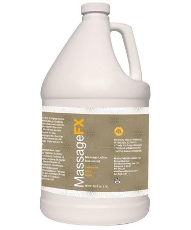 Massage FX Unscented Massage Lotion, 1 Gallon - Moisturize and Hydrate Your Skin - Pumpable Lubricant is Perfect for Facial Massages and Deep Tissue - Pairs Well with Essential Oils - Water Soluble