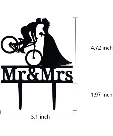 Bicycle Kissing Bride and Groom Wedding Cake Topper Black Acrylic Mr & Mrs Wedding Cake Topper Funny Wedding Cake Topper Bridal Shower Cake Topper - Buy Online on GoSupps.com