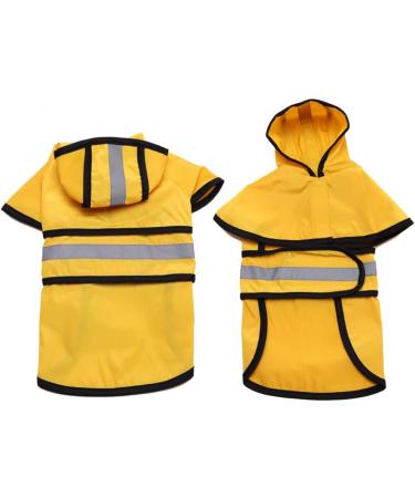 Lifeunion Dog Reflective Raincoat with Hood and Harness Hole - Waterproof Slicker Poncho for Small Medium Dogs - Medium Yellow - Buy Online on GoSupps.com